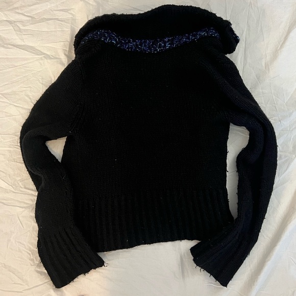 FREE PEOPLE Wool Blend Snap Button Sweater Cardigan with Foldover Collar - Picture 2 of 4